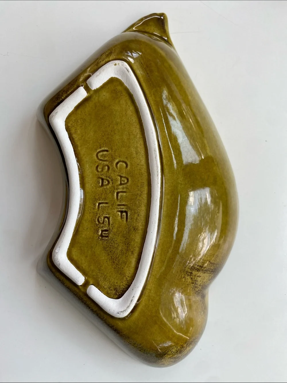 California Pottery Vintage MCM Lazy Susan Avocado Green Dish L54